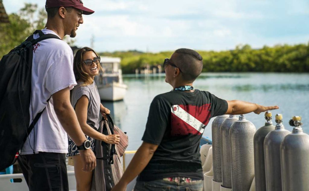 budding dive professional at work