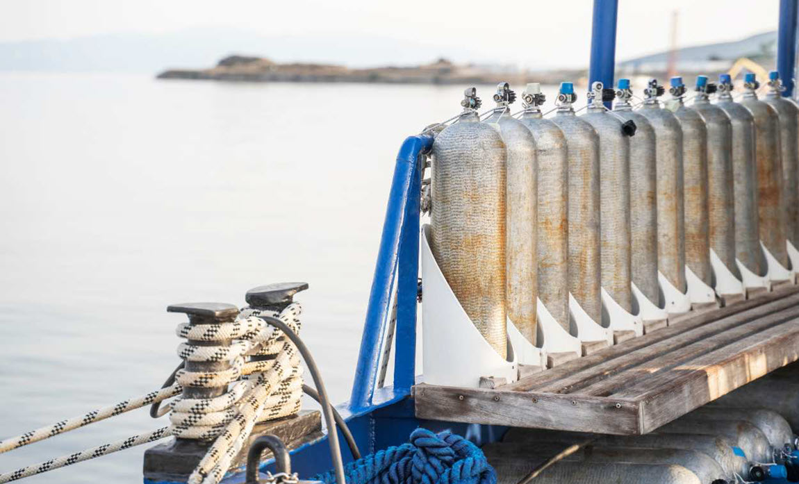 scuba tanks on a dive boat