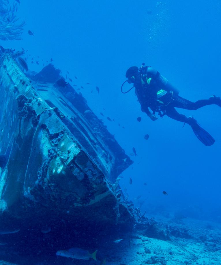 Scuba diver diving on a wreck